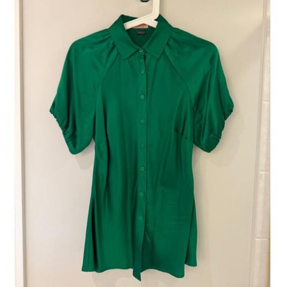 Thomas Pink Green 100% Pure Silk Short-Sleeve Blouse/Shirt - Picture 1 of 6